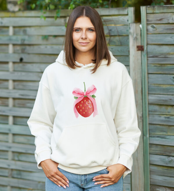 🍓 Sweet Strawberry Bow Fleece Hoodie Sweatshirt 🎀✨