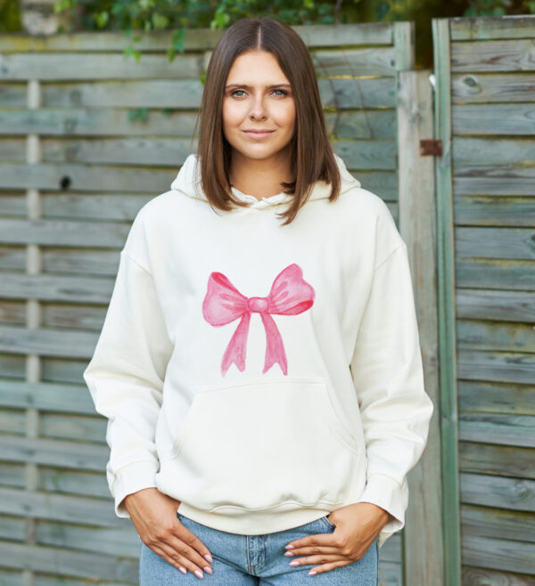 🎀 Pretty Pink Bow Fleece Hoodie Sweatshirt – Soft & Stylish 🎀